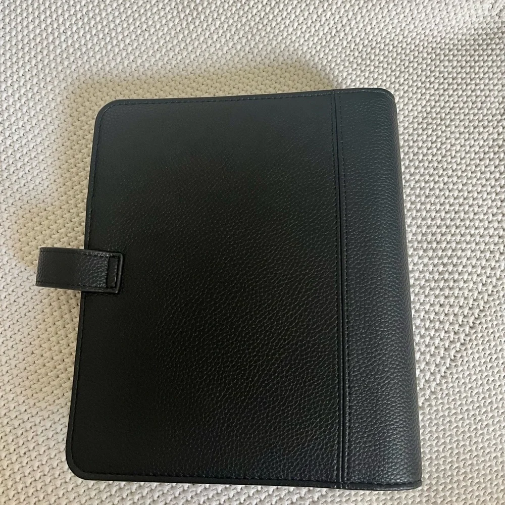 Black Pebbled Leather Organizer with Gold Snap - Picture 4 of 4